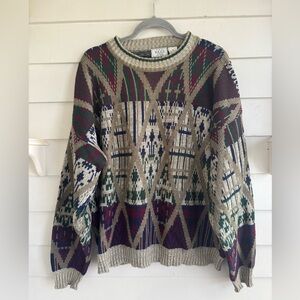 The Men's Store at Sears Vintage Multicolor Knit Crewneck Sweater Size XL